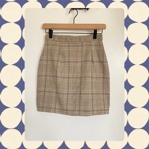 Plaid High-Waisted Mini Pencil Skirt